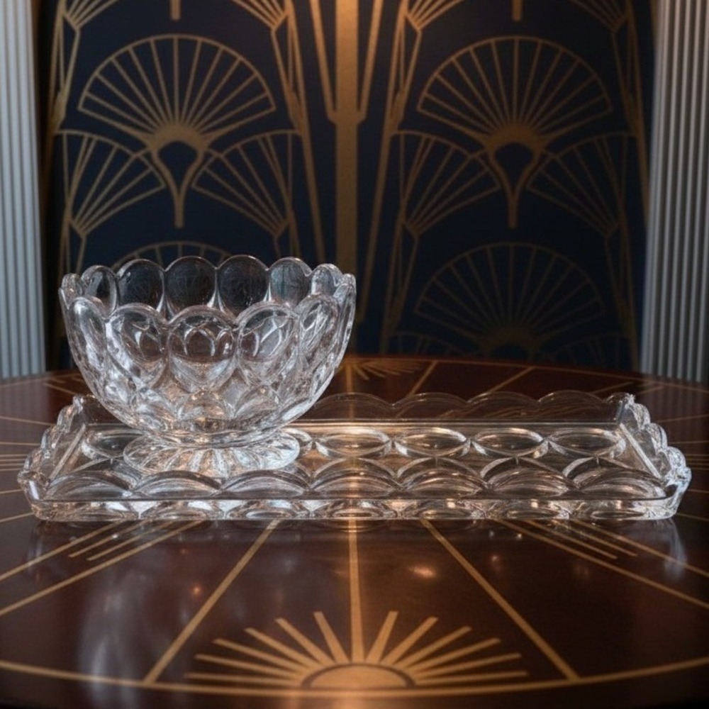 Princess House Anglia Nachtmann Crystal Sugar Bowl & Tray, Clear Cut Serveware
